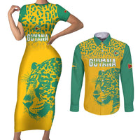 Custom Guyana Football Couples Matching Short Sleeve Bodycon Dress and Long Sleeve Button Shirt 2025 Go Golden Jaguars