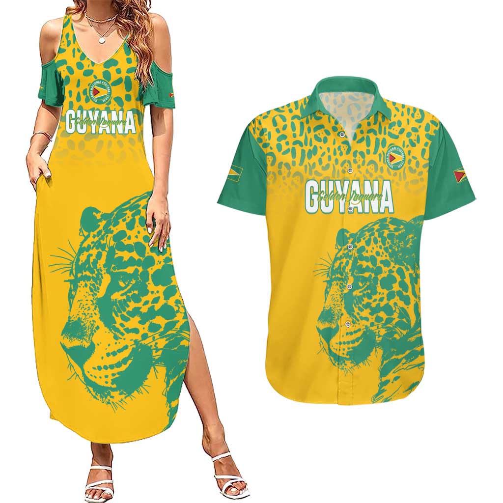 Custom Guyana Football Couples Matching Summer Maxi Dress and Hawaiian Shirt 2025 Go Golden Jaguars