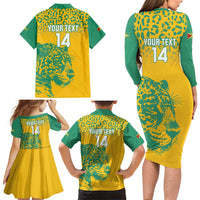 Custom Guyana Football Family Matching Long Sleeve Bodycon Dress and Hawaiian Shirt 2025 Go Golden Jaguars