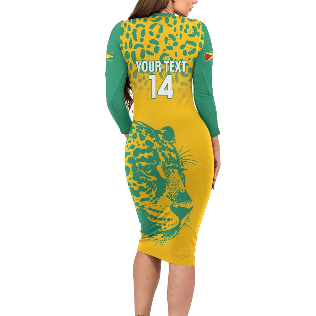 Custom Guyana Football Family Matching Long Sleeve Bodycon Dress and Hawaiian Shirt 2025 Go Golden Jaguars