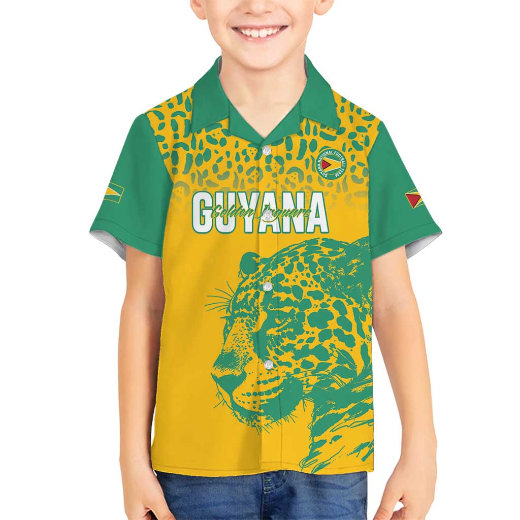 Custom Guyana Football Family Matching Long Sleeve Bodycon Dress and Hawaiian Shirt 2025 Go Golden Jaguars
