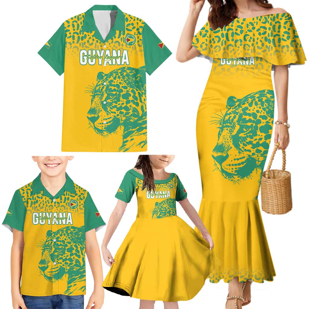 Custom Guyana Football Family Matching Mermaid Dress and Hawaiian Shirt 2025 Go Golden Jaguars