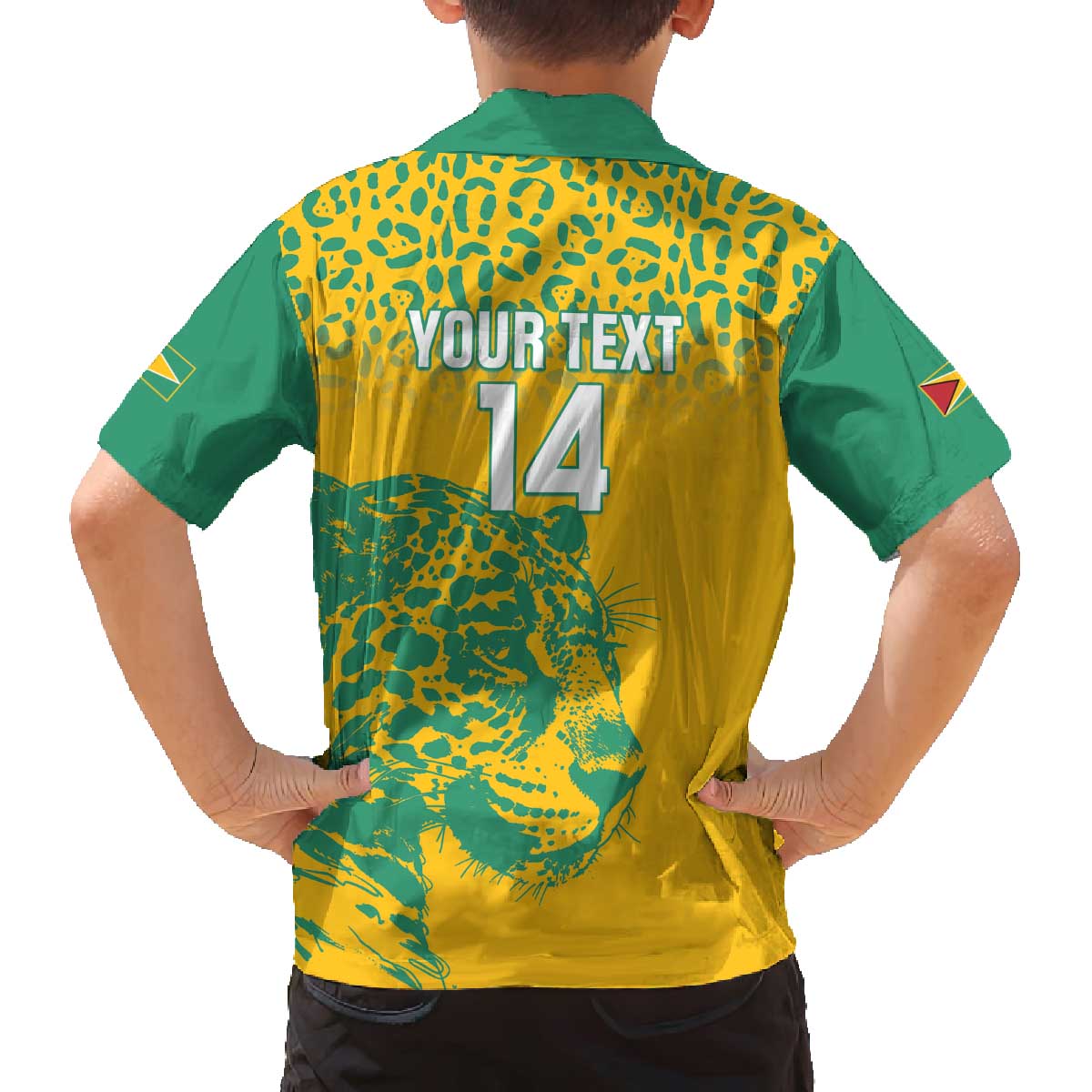 Custom Guyana Football Family Matching Off The Shoulder Long Sleeve Dress and Hawaiian Shirt 2025 Go Golden Jaguars