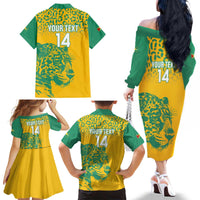 Custom Guyana Football Family Matching Off The Shoulder Long Sleeve Dress and Hawaiian Shirt 2025 Go Golden Jaguars