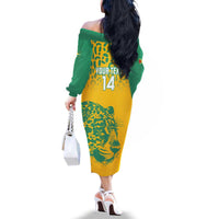 Custom Guyana Football Family Matching Off The Shoulder Long Sleeve Dress and Hawaiian Shirt 2025 Go Golden Jaguars