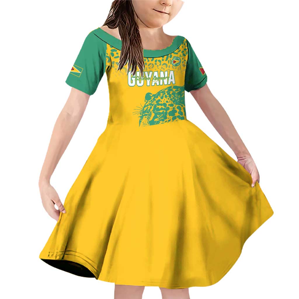 Custom Guyana Football Family Matching Off Shoulder Short Dress and Hawaiian Shirt 2025 Go Golden Jaguars