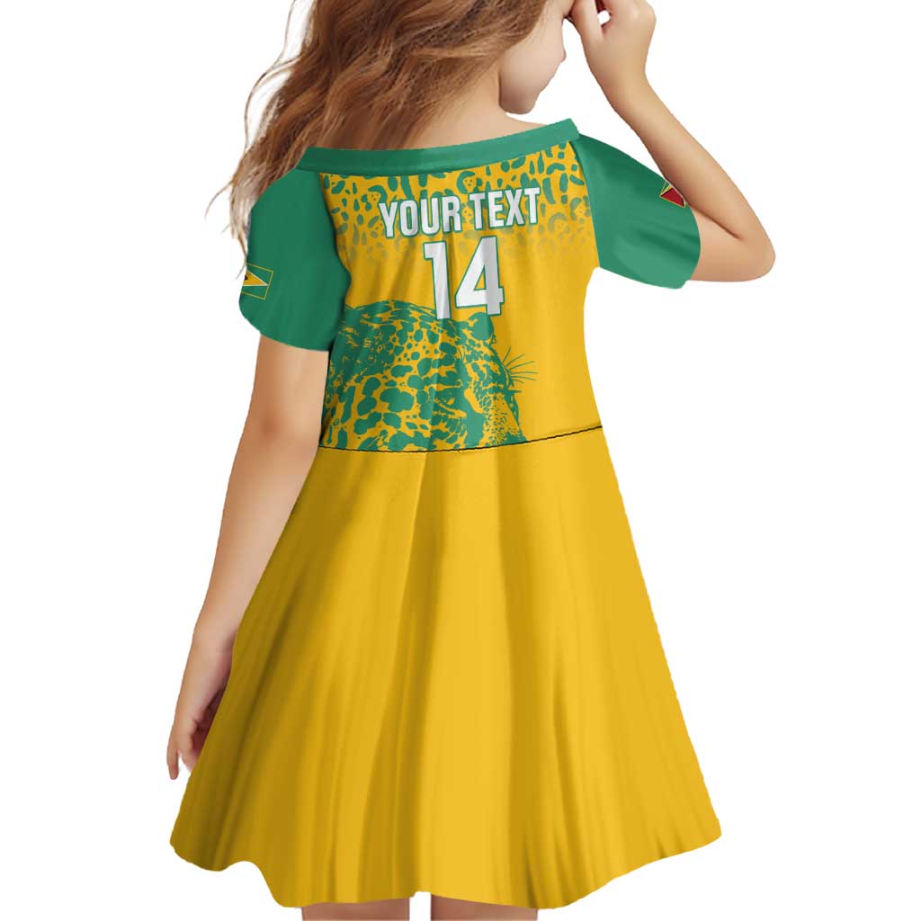 Custom Guyana Football Family Matching Off Shoulder Short Dress and Hawaiian Shirt 2025 Go Golden Jaguars