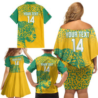 Custom Guyana Football Family Matching Off Shoulder Short Dress and Hawaiian Shirt 2025 Go Golden Jaguars