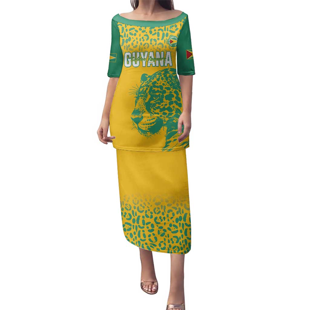 Custom Guyana Football Family Matching Puletasi and Hawaiian Shirt 2025 Go Golden Jaguars
