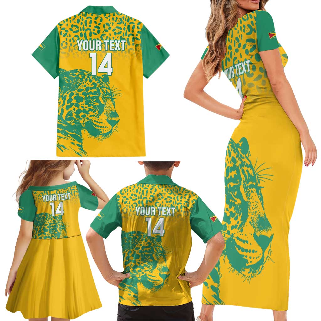 Custom Guyana Football Family Matching Short Sleeve Bodycon Dress and Hawaiian Shirt 2025 Go Golden Jaguars