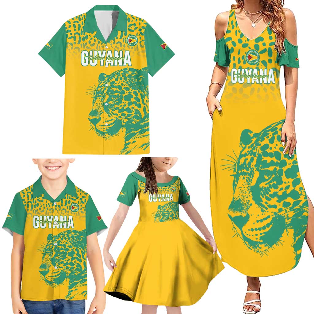 Custom Guyana Football Family Matching Summer Maxi Dress and Hawaiian Shirt 2025 Go Golden Jaguars