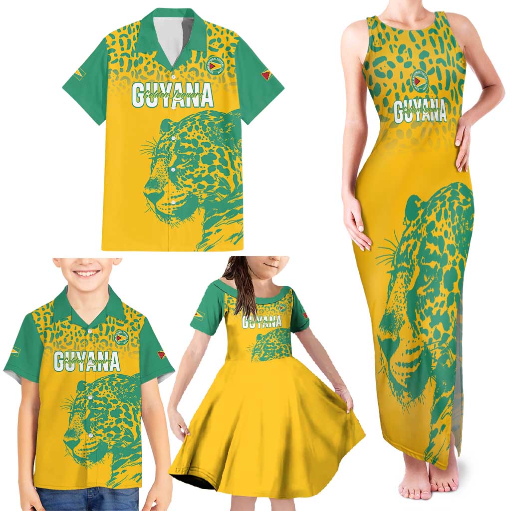 Custom Guyana Football Family Matching Tank Maxi Dress and Hawaiian Shirt 2025 Go Golden Jaguars