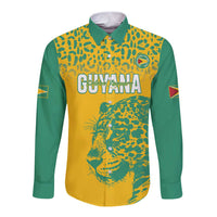 Custom Guyana Football Long Sleeve Button Shirt 2025 Go Golden Jaguars