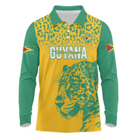 Custom Guyana Football Long Sleeve Polo Shirt 2025 Go Golden Jaguars