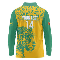 Custom Guyana Football Long Sleeve Polo Shirt 2025 Go Golden Jaguars