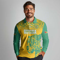 Custom Guyana Football Long Sleeve Polo Shirt 2025 Go Golden Jaguars