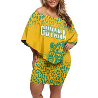 Custom Guyana Football Off Shoulder Short Dress 2025 Go Golden Jaguars