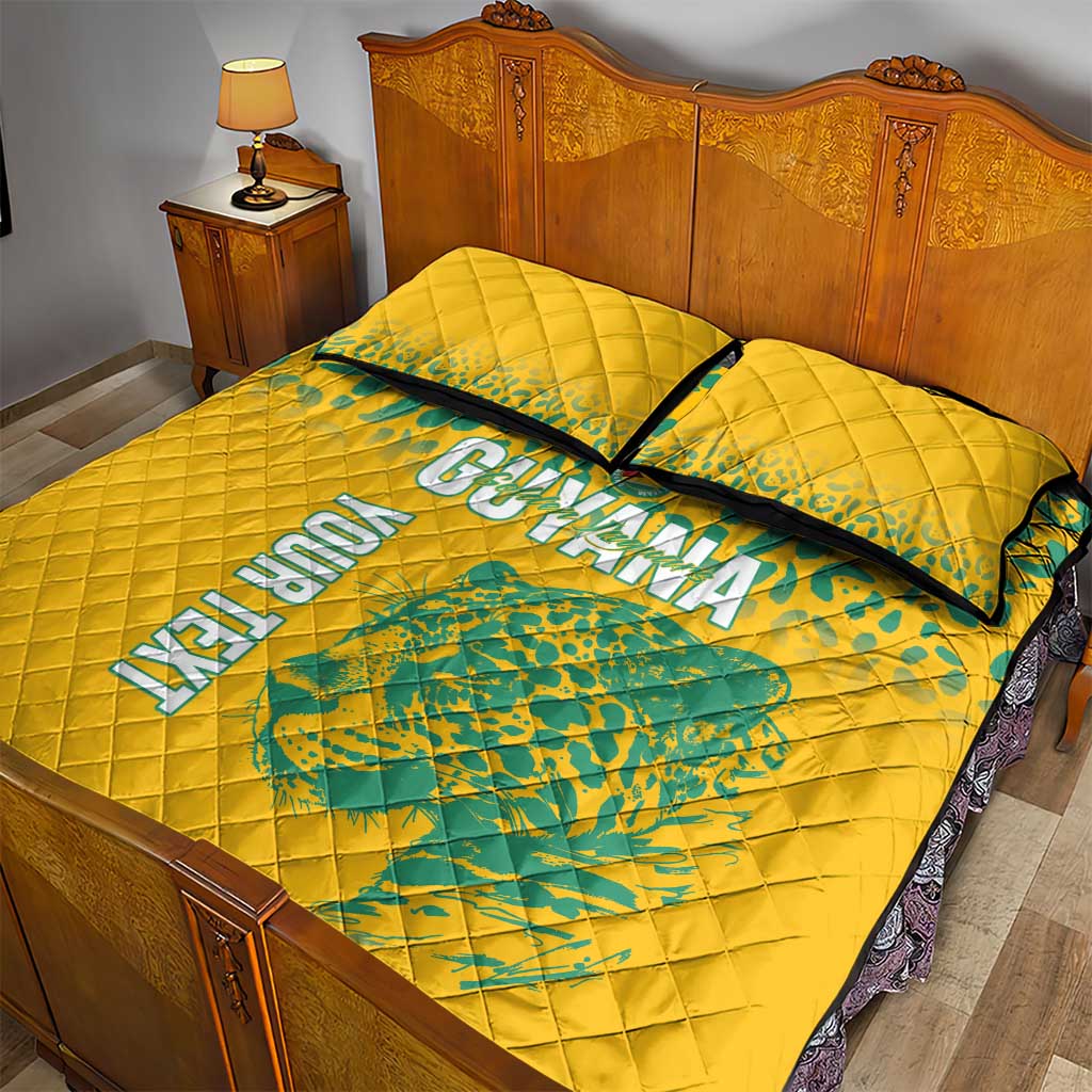 Custom Guyana Football Quilt Bed Set 2025 Go Golden Jaguars