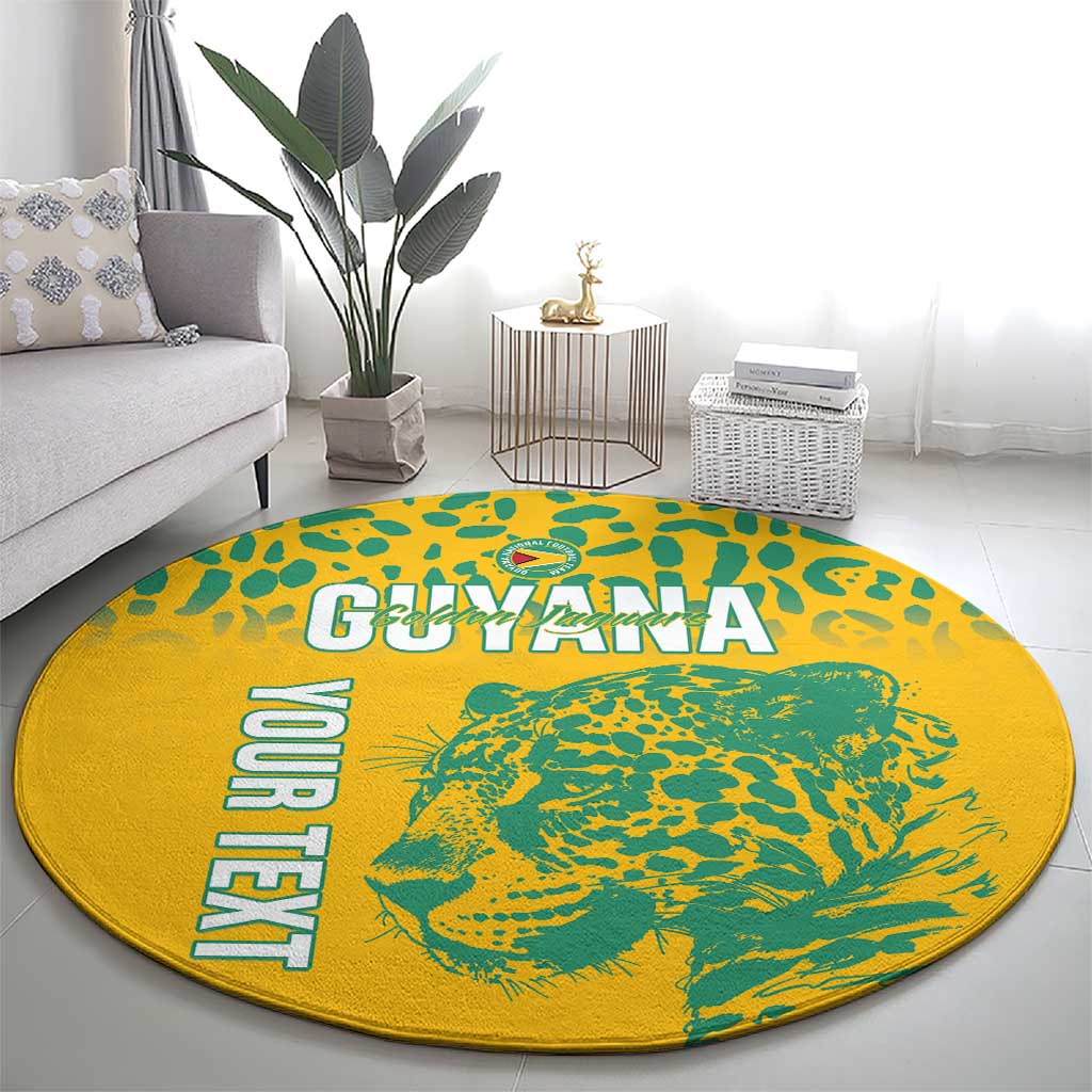 Custom Guyana Football Round Carpet 2025 Go Golden Jaguars