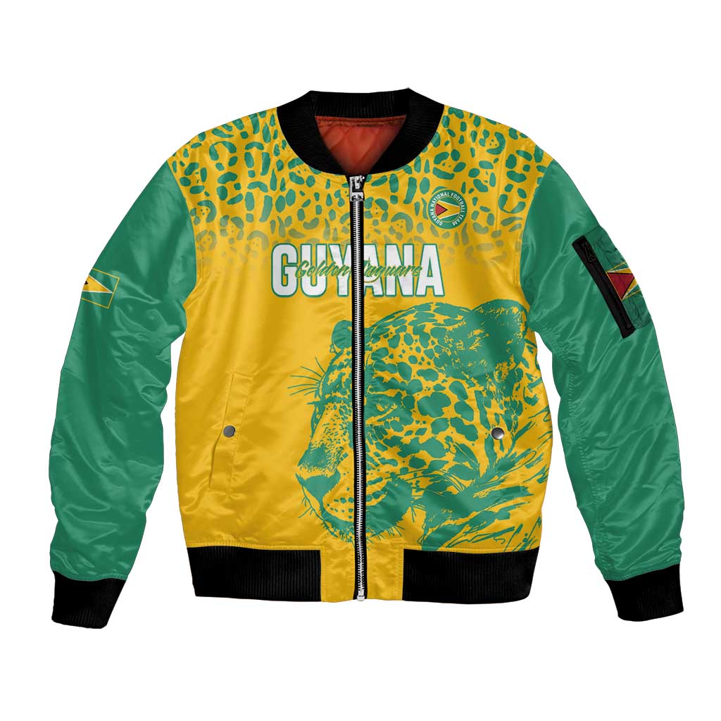 Custom Guyana Football Sleeve Zip Bomber Jacket 2025 Go Golden Jaguars