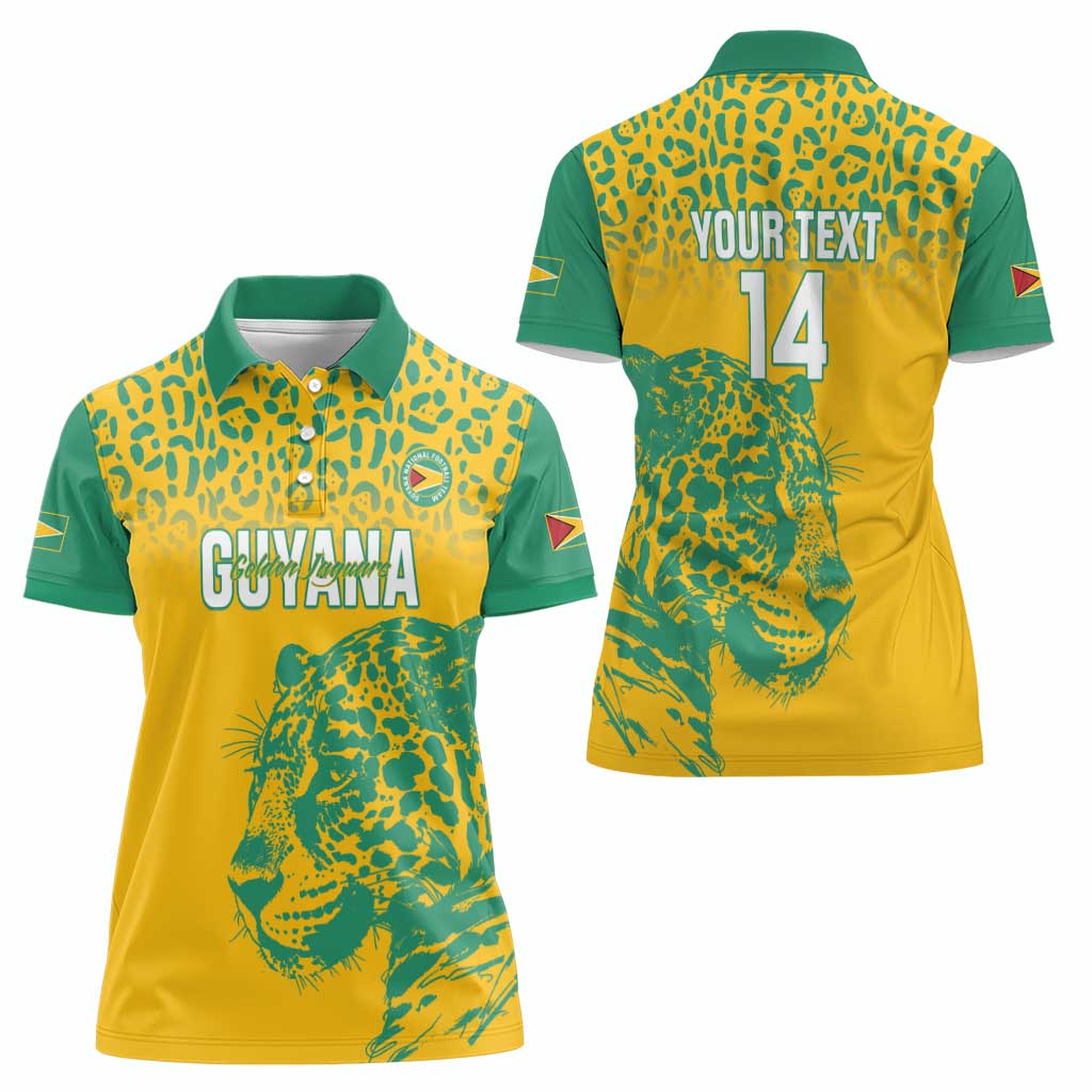 Custom Guyana Football Women Polo Shirt 2025 Go Golden Jaguars