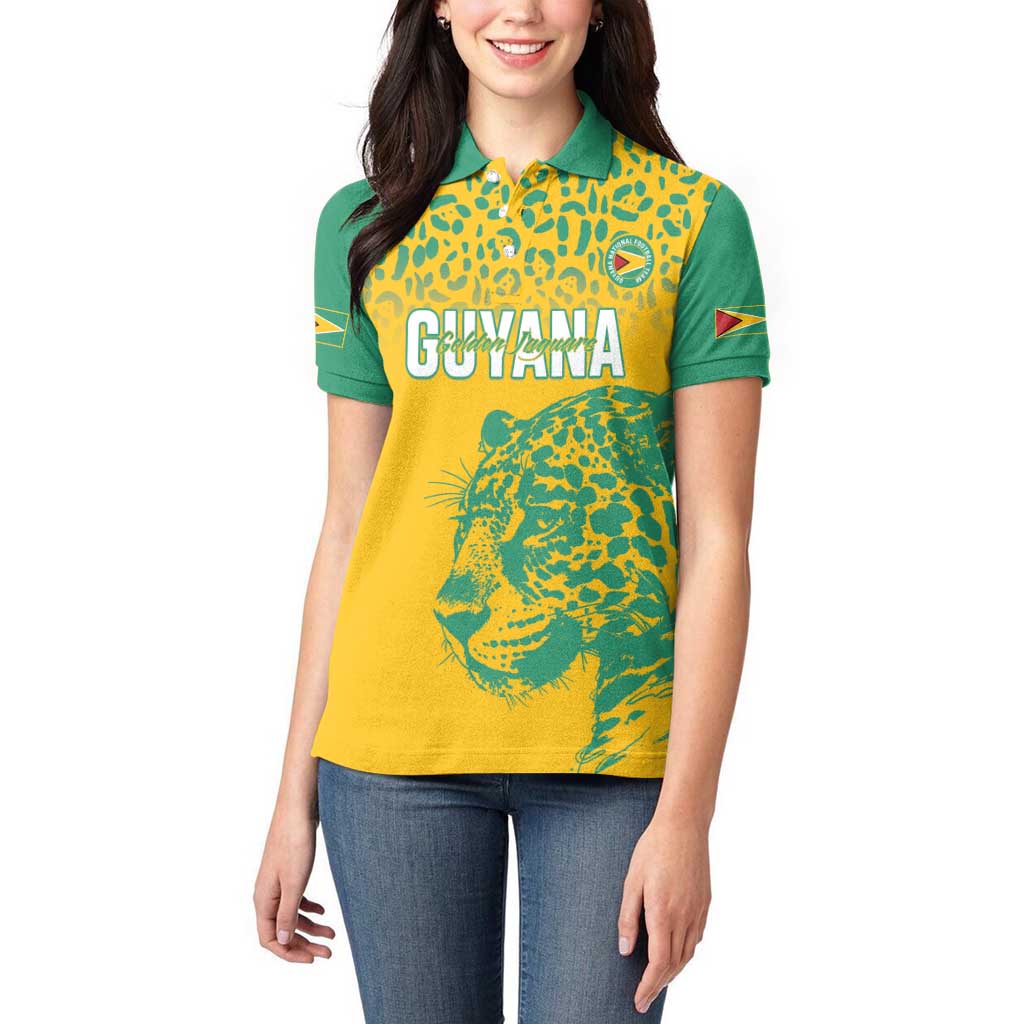 Custom Guyana Football Women Polo Shirt 2025 Go Golden Jaguars