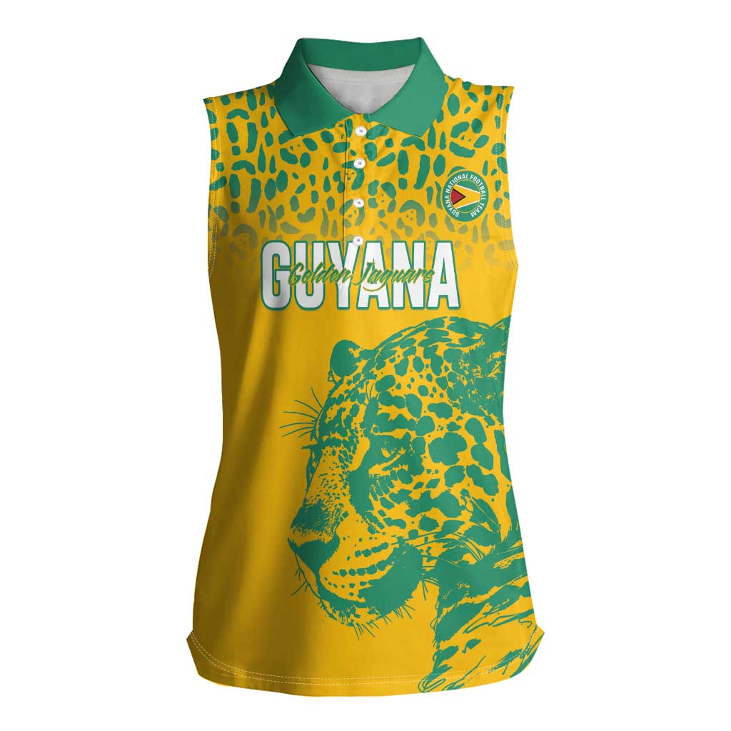 Custom Guyana Football Women Sleeveless Polo Shirt 2025 Go Golden Jaguars