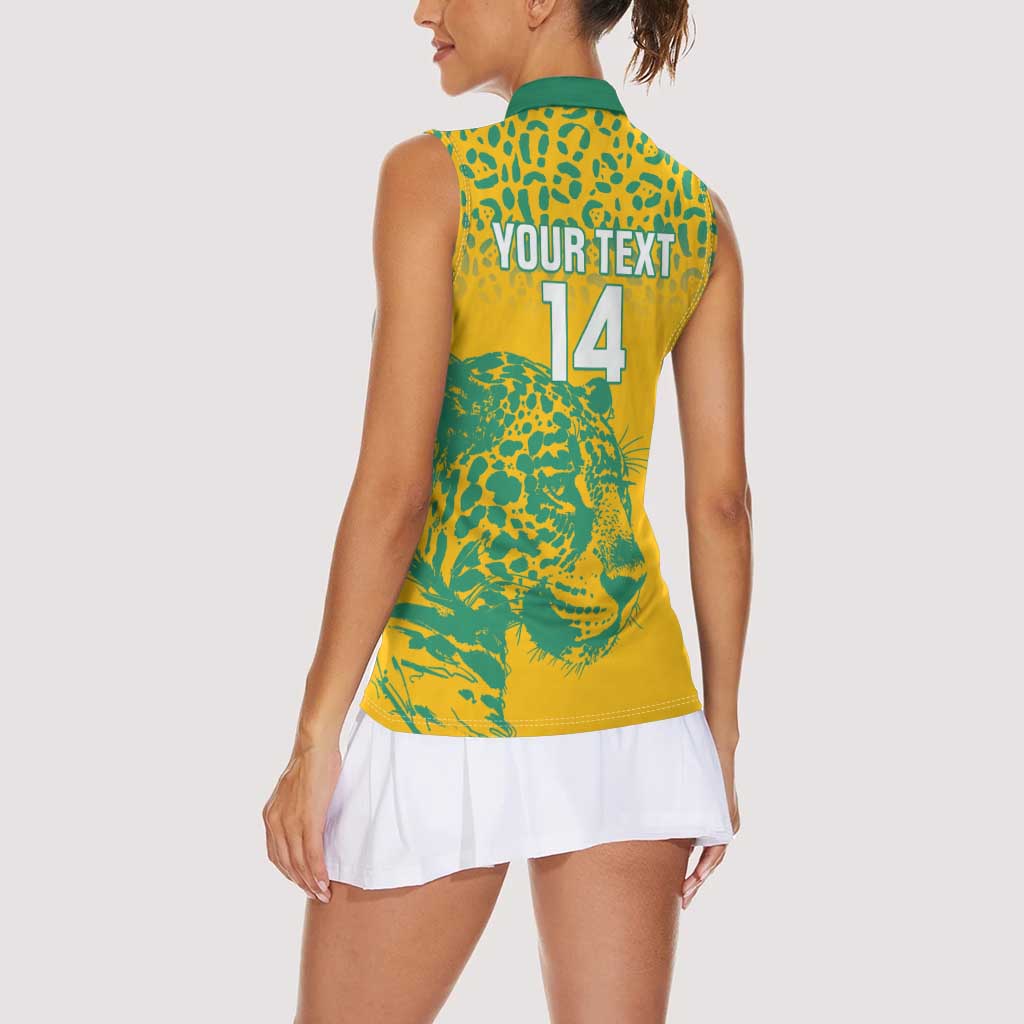Custom Guyana Football Women Sleeveless Polo Shirt 2025 Go Golden Jaguars