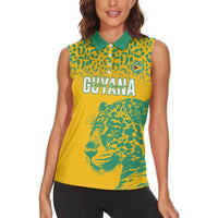 Custom Guyana Football Women Sleeveless Polo Shirt 2025 Go Golden Jaguars