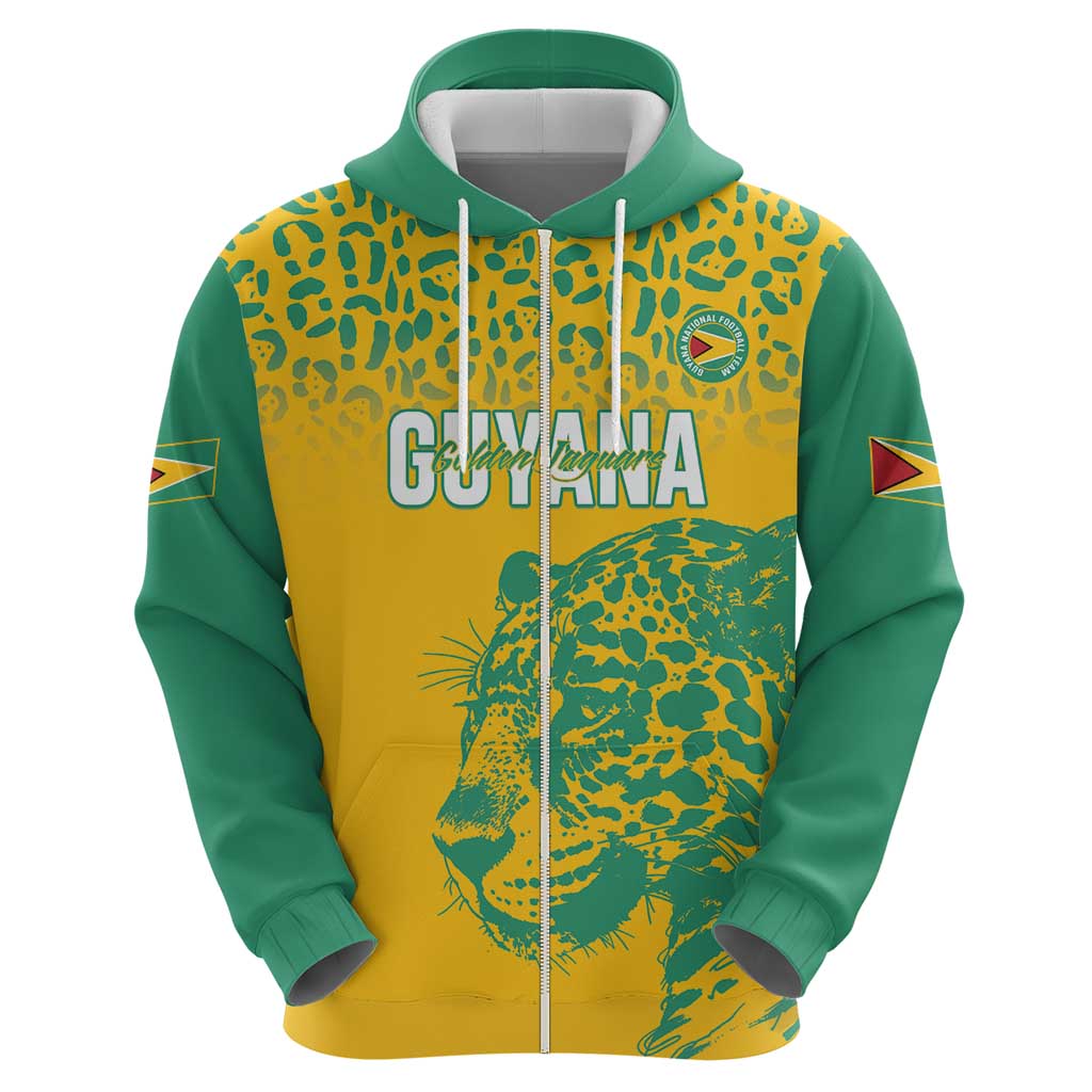 Custom Guyana Football Zip Hoodie 2025 Go Golden Jaguars