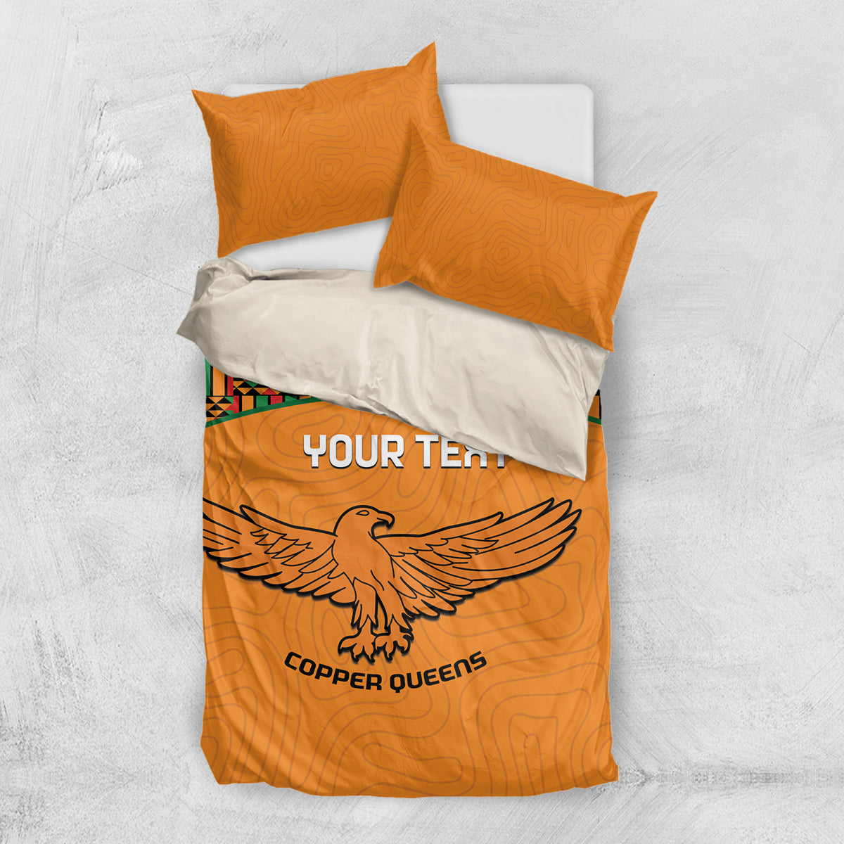 Custom Zambia Football Bedding Set Copper Queens Kente Pattern - Wonder Print Shop