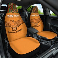 Custom Zambia Football Car Seat Cover Copper Queens Kente Pattern - Wonder Print Shop