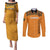 Custom Zambia Football Couples Matching Puletasi and Long Sleeve Button Shirt Copper Queens Kente Pattern - Wonder Print Shop