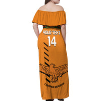 Custom Zambia Football Family Matching Off Shoulder Maxi Dress and Hawaiian Shirt Copper Queens Kente Pattern - Wonder Print Shop