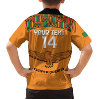 Custom Zambia Football Family Matching Puletasi and Hawaiian Shirt Copper Queens Kente Pattern - Wonder Print Shop
