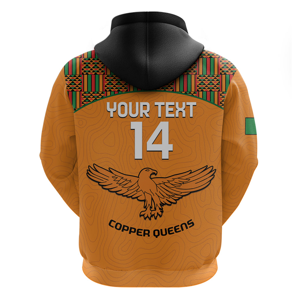 Custom Zambia Football Hoodie Copper Queens Kente Pattern - Wonder Print Shop