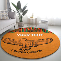 Custom Zambia Football Round Carpet Copper Queens Kente Pattern