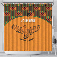 Custom Zambia Football Shower Curtain Copper Queens Kente Pattern