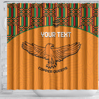 Custom Zambia Football Shower Curtain Copper Queens Kente Pattern