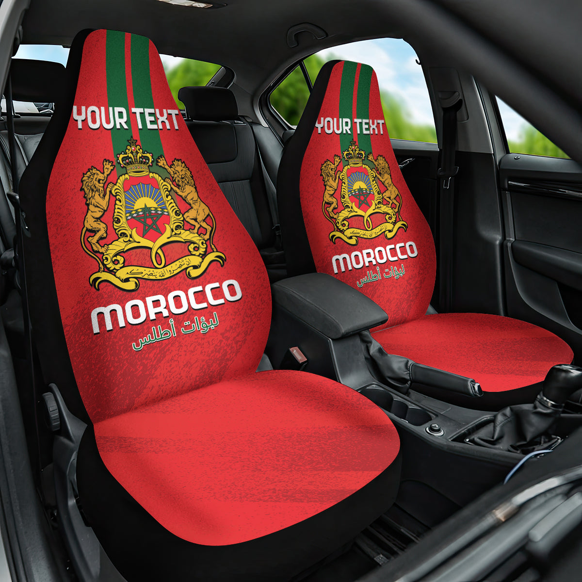Custom Morocco Football Car Seat Cover Go Lionesses of Atlas