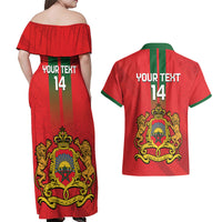 Custom Morocco Football Couples Matching Off Shoulder Maxi Dress and Hawaiian Shirt Go Lionesses of Atlas - Wonder Print Shop