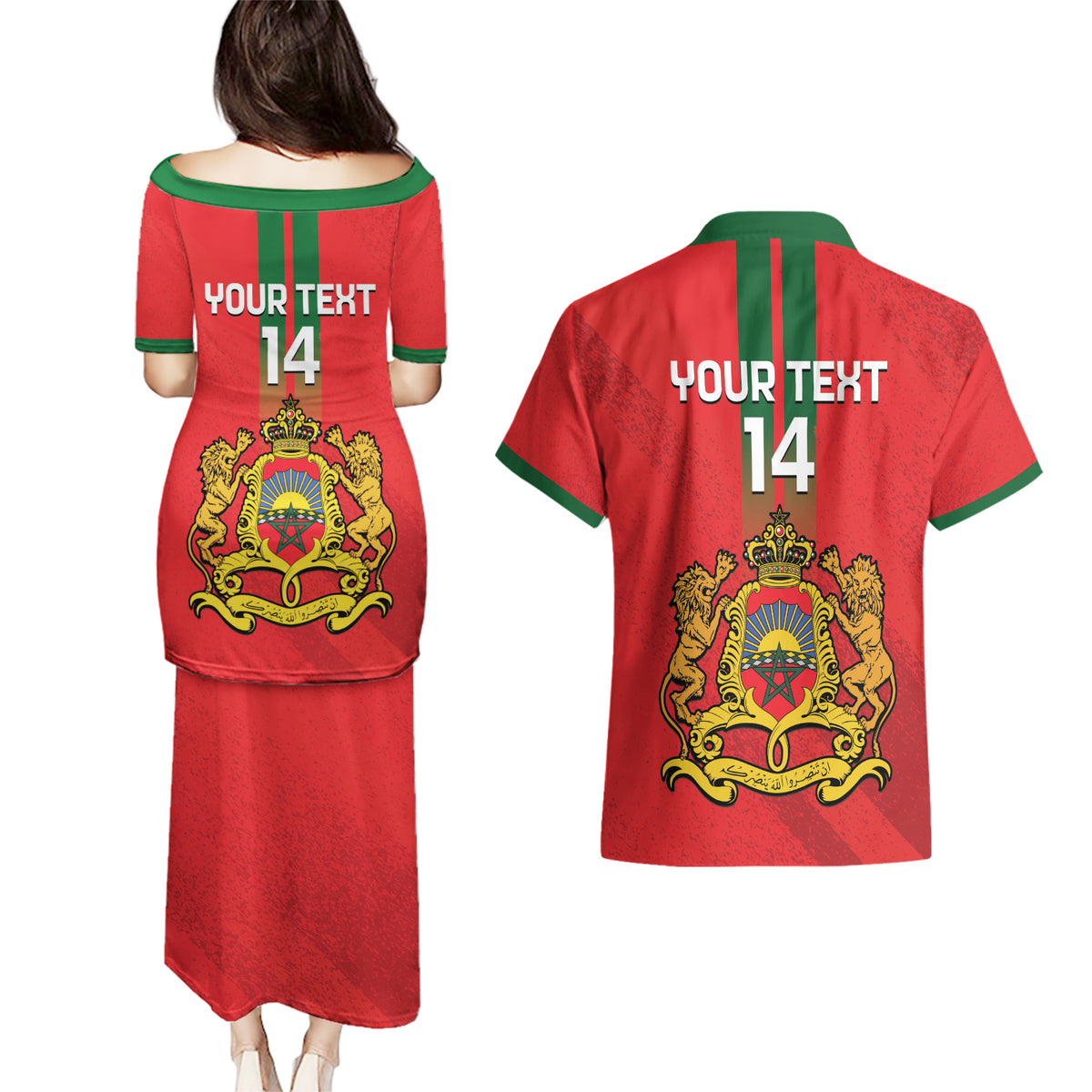 Custom Morocco Football Couples Matching Puletasi and Hawaiian Shirt Go Lionesses of Atlas - Wonder Print Shop