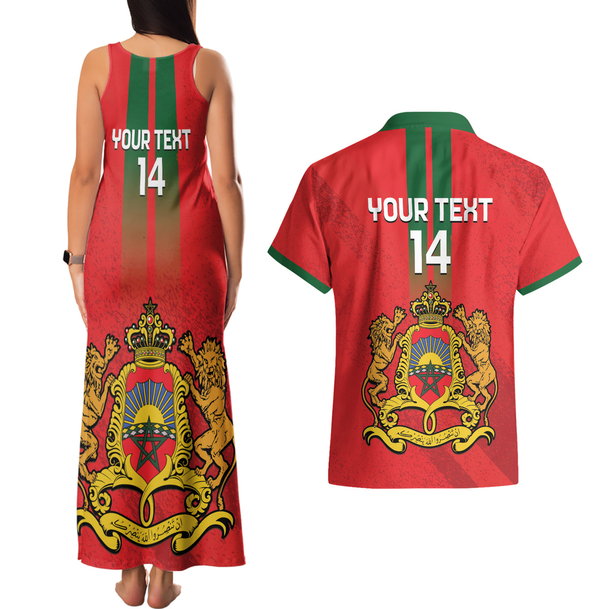 Custom Morocco Football Couples Matching Tank Maxi Dress and Hawaiian Shirt Go Lionesses of Atlas - Wonder Print Shop