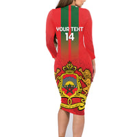 Custom Morocco Football Family Matching Long Sleeve Bodycon Dress and Hawaiian Shirt Go Lionesses of Atlas - Wonder Print Shop