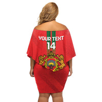 Custom Morocco Football Family Matching Off Shoulder Short Dress and Hawaiian Shirt Go Lionesses of Atlas - Wonder Print Shop