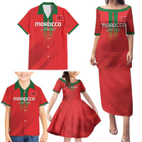Custom Morocco Football Family Matching Puletasi and Hawaiian Shirt Go Lionesses of Atlas - Wonder Print Shop