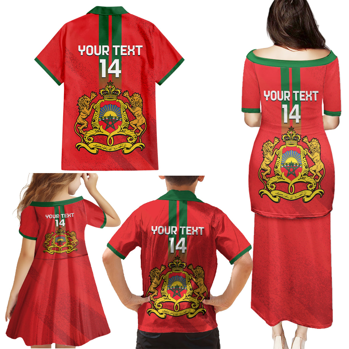 Custom Morocco Football Family Matching Puletasi and Hawaiian Shirt Go Lionesses of Atlas - Wonder Print Shop