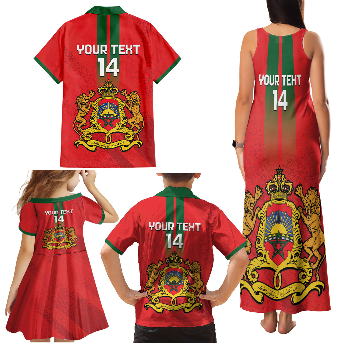 Custom Morocco Football Family Matching Tank Maxi Dress and Hawaiian Shirt Go Lionesses of Atlas - Wonder Print Shop