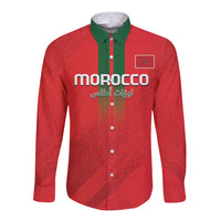 Custom Morocco Football Long Sleeve Button Shirt Go Lionesses of Atlas - Wonder Print Shop