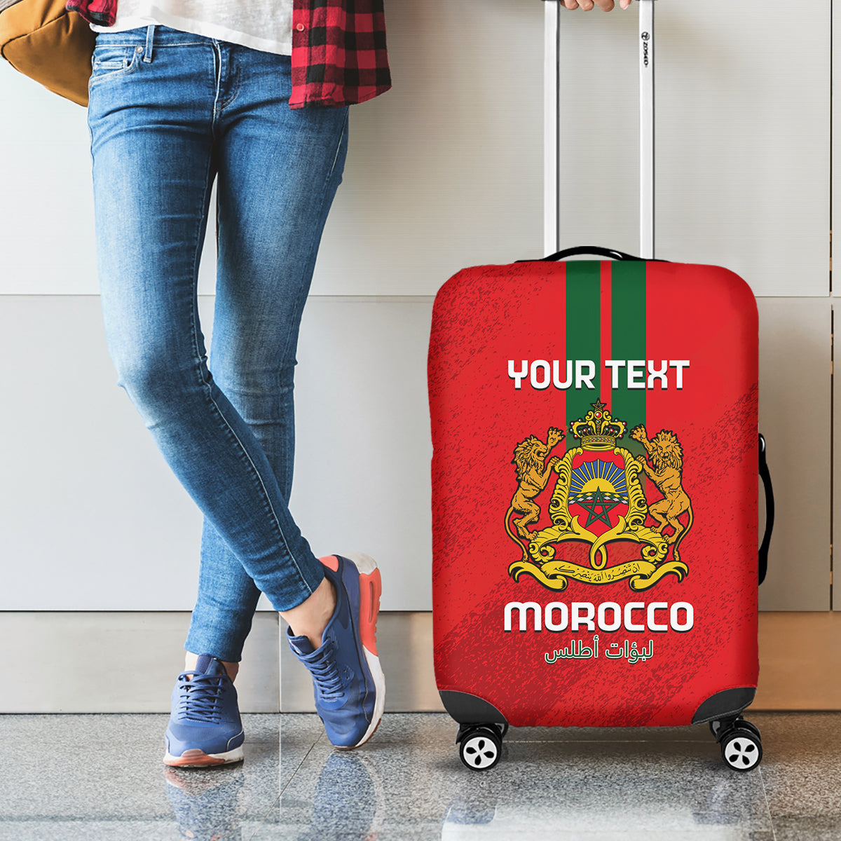 Custom Morocco Football Luggage Cover Go Lionesses of Atlas - Wonder Print Shop